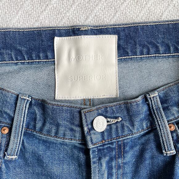 Mother Superior High Waisted Rider Skimp Jeans Cowboys Don’t Cry Wash Size 32 - Picture 10 of 16